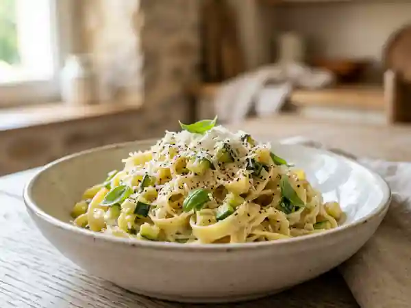 Pâtes crémeuses courgette et parmesan - Photo de présentation