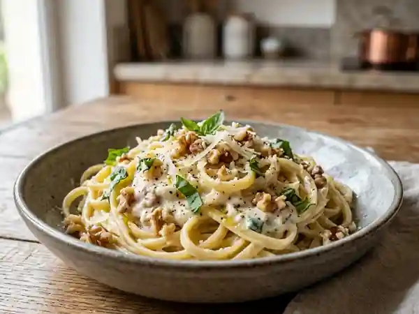Délicieuses Pâtes à la Ricotta et aux Noix, Crémeuses et Gourmandes - Photo de présentation