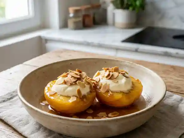 Pêches Fondantes à la Dubrovnik et Amandes - Photo de présentation