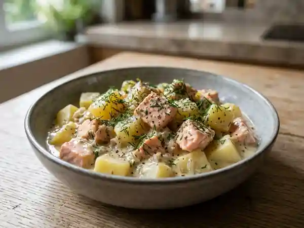 Délicieuses Pommes de Terre à la Crème et Saumon Frais - Photo de présentation