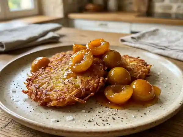 Délicieuses râpées de pommes de terre aux mirabelles caramélisées - Photo de présentation