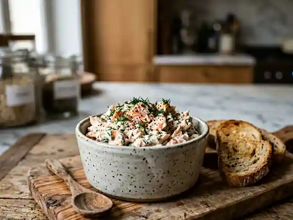 Délicieuses rillettes de saumon à la crème fraîche, parfaites pour l'apéritif - Photo de présentation