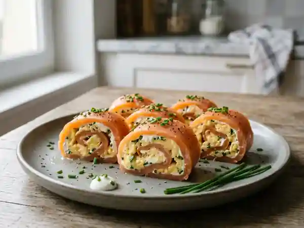 Roulades de saumon au crémeux d'œufs brouillés - Photo de présentation