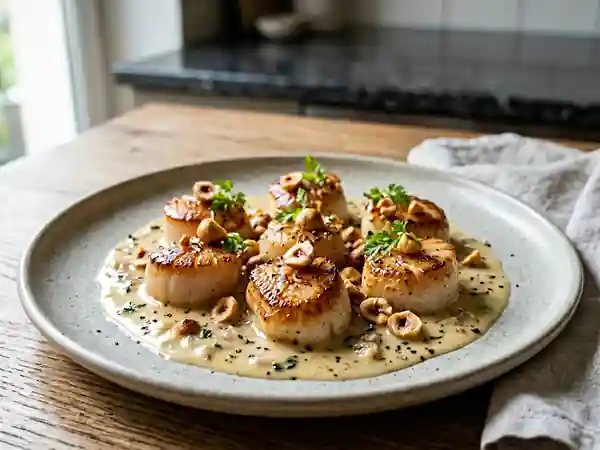 Saint-Jacques nacrées au beurre blanc noisette - Photo de présentation