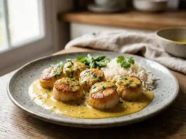 Délicieuses Saint-Jacques au Curry Crémeux - Photo de présentation