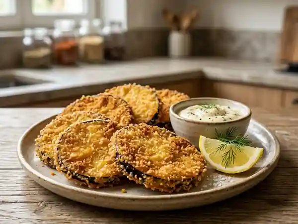 Délicieuses Tranches d'Aubergines Panées Dorées et Croquantes - Photo de présentation