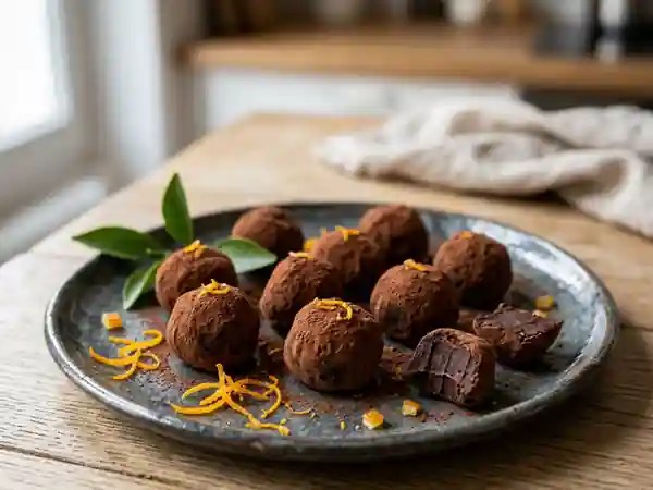 Délicieuses truffes à la mandarine maison - Photo de présentation