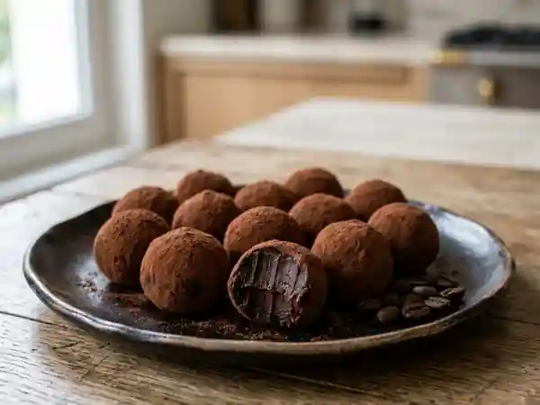 Délicieuses Truffes au Chocolat Noir avec une Subtile Note de Café - Photo de présentation