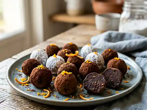Délicieuses Truffes au Chocolat Noir et Zeste d'Orange - Photo de présentation