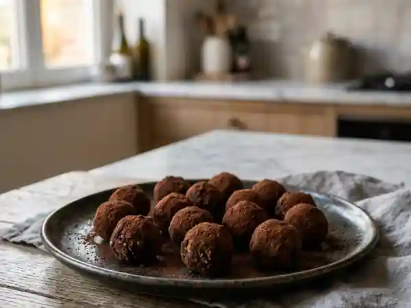 Truffes fondantes chocolat, rhum et amaretti - Photo de présentation