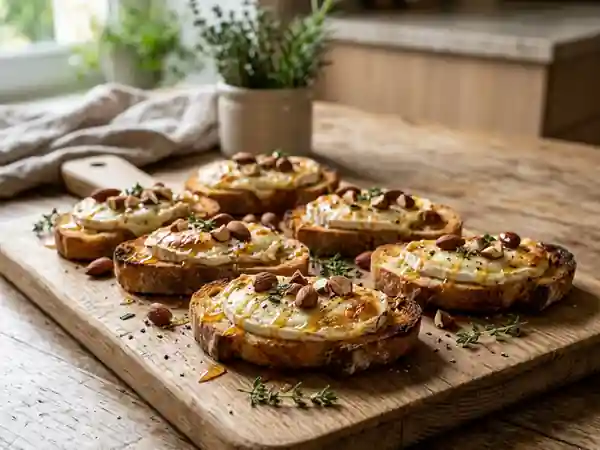 Délicieux amuse-gueules au fromage et aux amandes pour apéritif - Photo de présentation