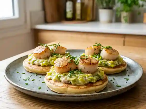 Blinis aux Saint-Jacques et poireaux fondants - Photo de présentation
