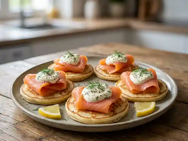 Délicieux Blinis Maison au Saumon Fumé et Crème Fraîche - Photo de présentation