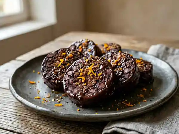 Boudin noir fondant au chocolat et cannelle - Photo de présentation