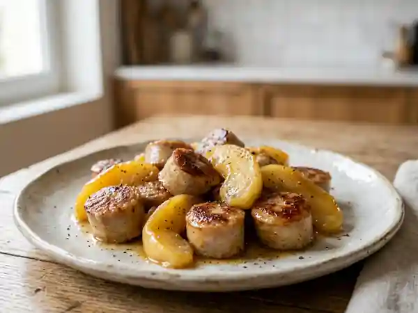 Délicieux Boudin Blanc aux Pommes Caramélisées - Photo de présentation