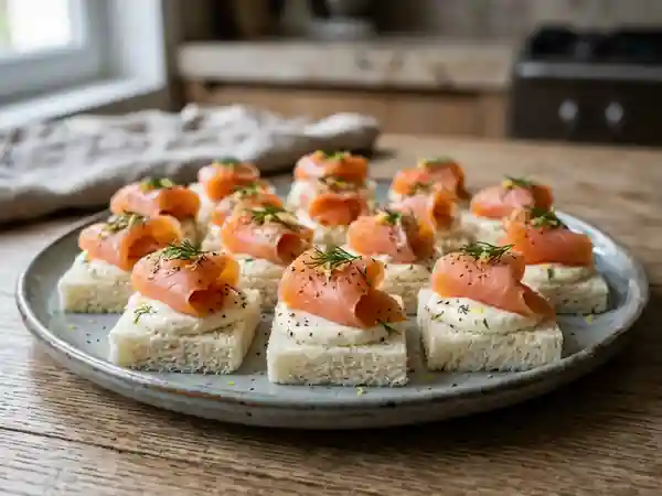 Délicieux canapés au saumon fumé et mascarpone pour apéritif gourmand - Photo de présentation