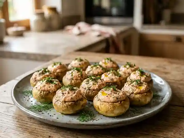 Délicieux champignons farcis au tarama pour apéritif gourmand - Photo de présentation