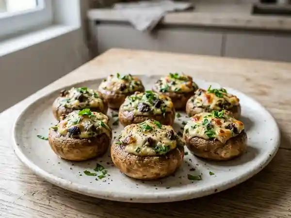 Champignons farcis escargots et fromage frais - Photo de présentation