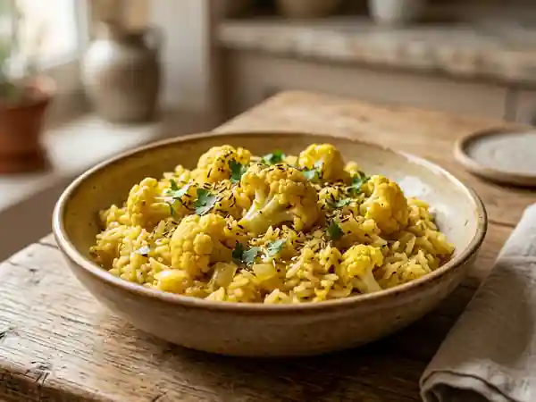 Riz crémeux au chou-fleur épicé - Photo de présentation