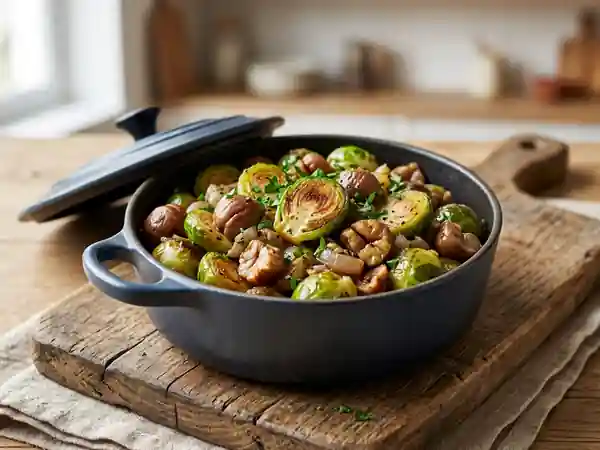 Choux de Bruxelles et châtaignes fondants - Photo de présentation