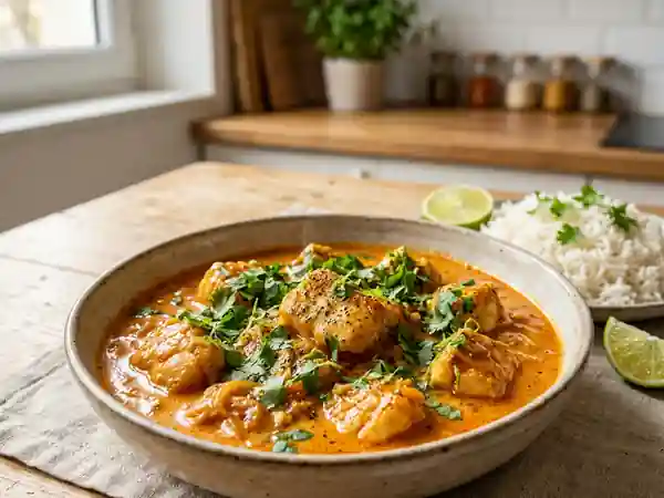 Délicieux Curry de Lotte au Lait de Coco Crémeux - Photo de présentation