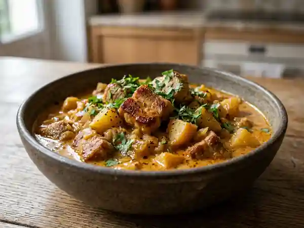 Curry de porc fondant au coco et à la pomme - Photo de présentation