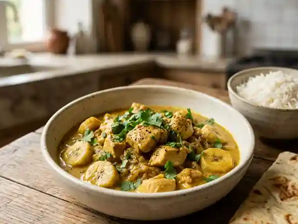 Curry de poulet fondant à la banane - Photo de présentation
