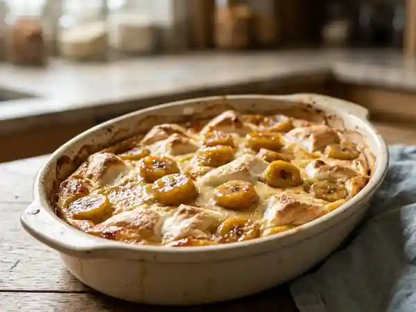 Délicieux Flan aux Meringues et Bananes Caramélisées - Photo de présentation