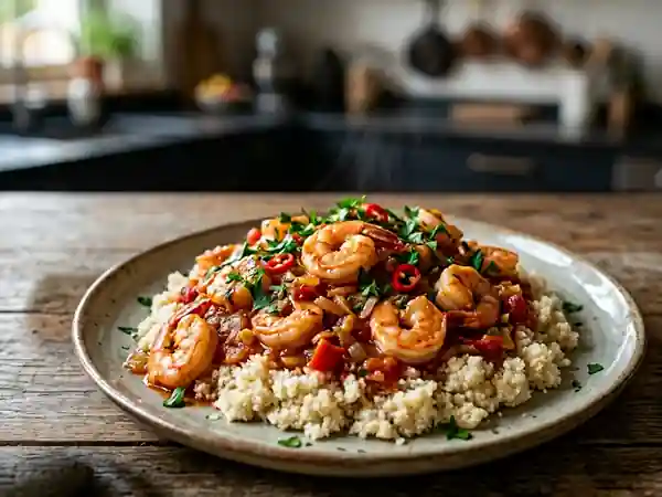 Gari aux crevettes et piment frais - Photo de présentation