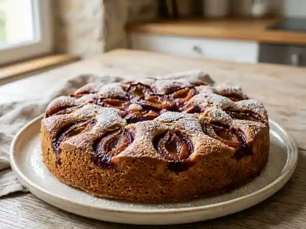 Gâteau fondant aux quetsches et amandes - Photo de présentation