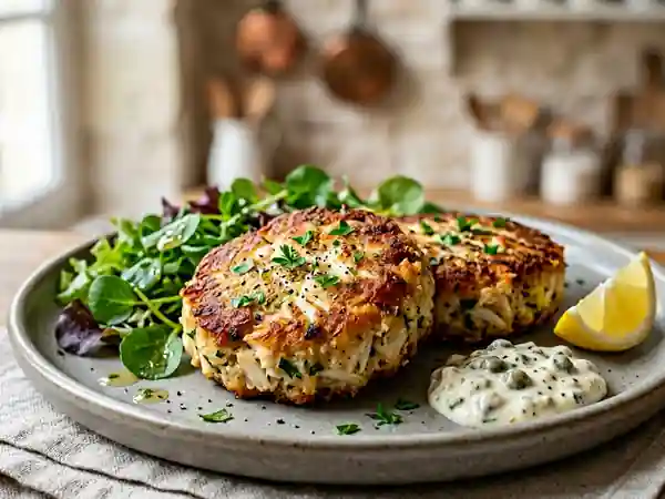 Crab cakes dorés et fondants au citron - Photo de présentation