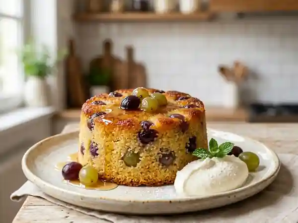 Gâteau de semoule fondant au raisin muscat - Photo de présentation