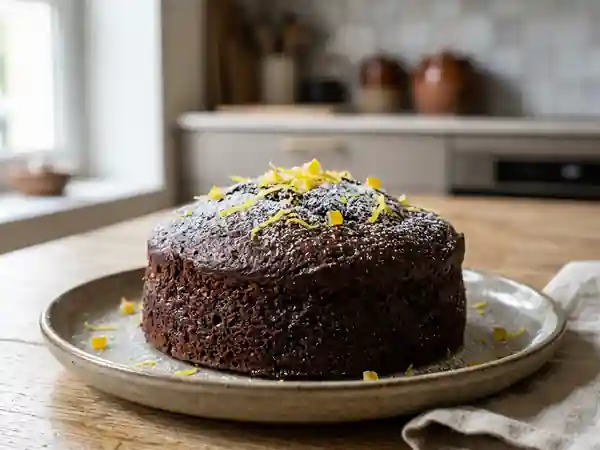 Gâteau fondant chocolat-citron acidulé - Photo de présentation