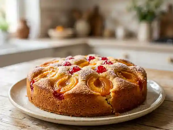 Moelleux fondant aux abricots et cerises - Photo de présentation