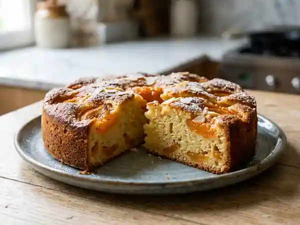 Délicieux gâteau moelleux aux abricots frais - Photo de présentation