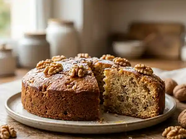 Délicieux gâteau moelleux aux noix et miel naturel - Photo de présentation