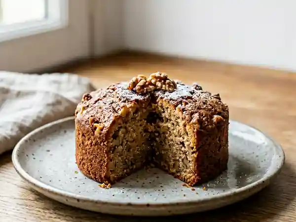 Gâteau rustique aux noix et sucre roux - Photo de présentation