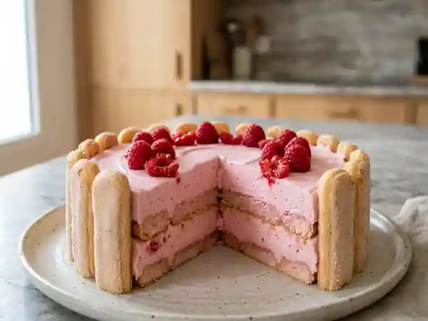 Délicieux Gâteau Rose aux Biscuits à la Cuiller - Photo de présentation
