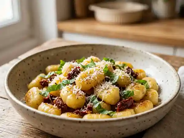 Gnocchis fondants aux tomates séchées et basilic - Photo de présentation
