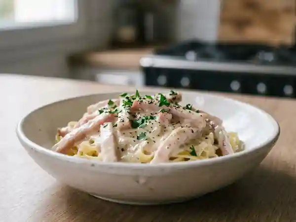 Délicieux Jambon à la Crème et au Vin Blanc : Recette Facile et Savoureuse - Photo de présentation