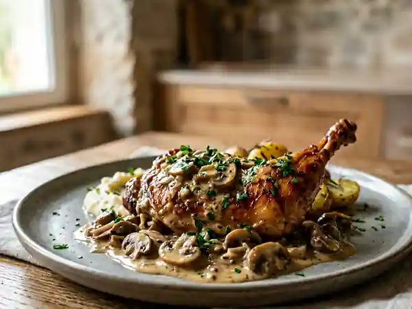 Lapin onctueux à la moutarde et champignons - Photo de présentation