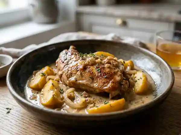 Lapin au cidre fondant et pommes caramélisées - Photo de présentation
