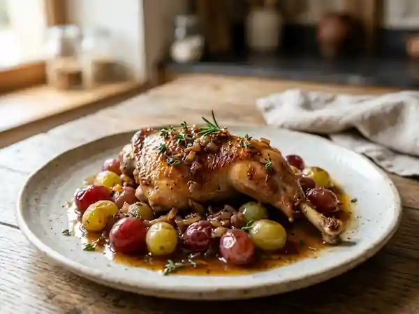 Lapin fondant aux raisins frais et romarin - Photo de présentation
