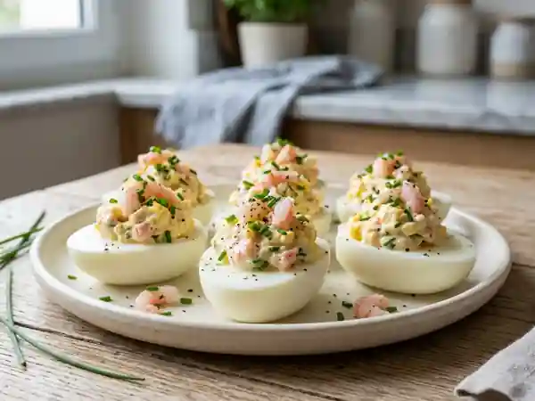 Délicieux œufs mimosa aux crevettes : recette facile et gourmande - Photo de présentation
