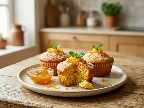 Délicieux petits gâteaux moelleux à l'orange pour une pause gourmande - Photo de présentation