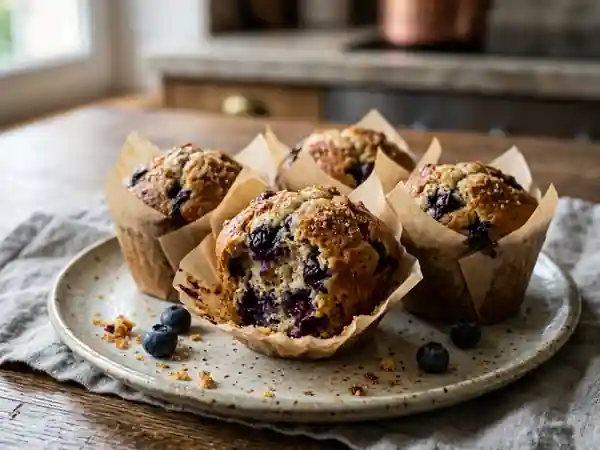 Délicieux petits muffins d'automne moelleux aux myrtilles - Photo de présentation