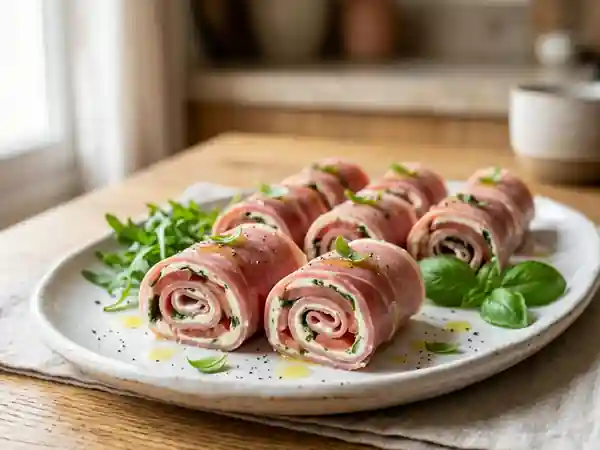 Délicieux petits roulés de jambon à la tomate pour apéritif gourmand - Photo de présentation