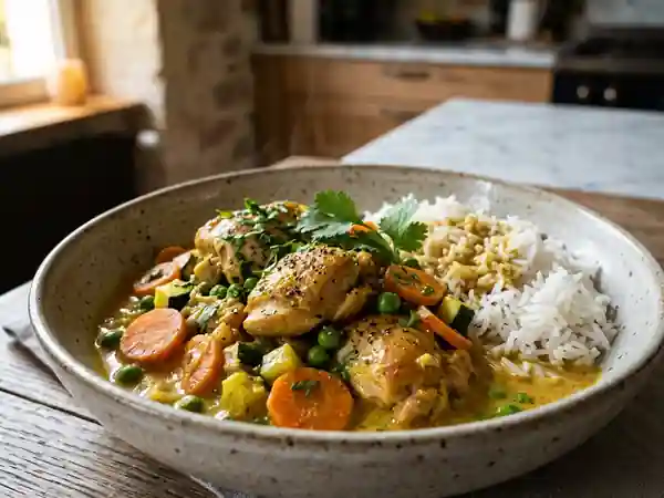 Mijoté de poulet au curry et lait de coco - Photo de présentation