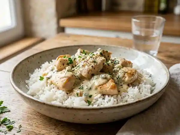 Poulet fondant au Roquefort et riz nacré - Photo de présentation