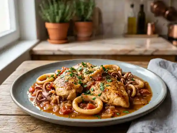 Délicieux Poulet aux Calamars à la Provençale - Photo de présentation